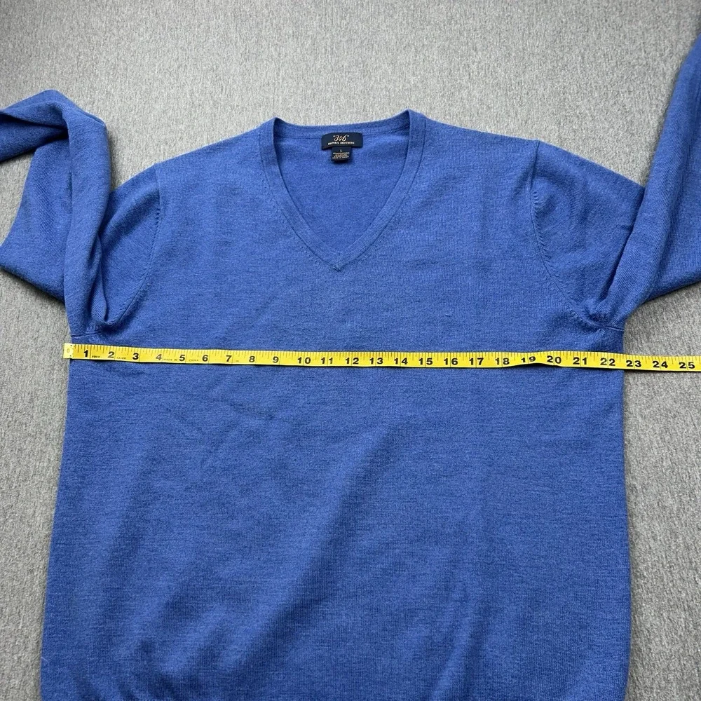 Brooks Brothers 346 Merino Wool Blend Mens Large Blue VNeck Sweater Long Sleeve - Picture 5 of 11